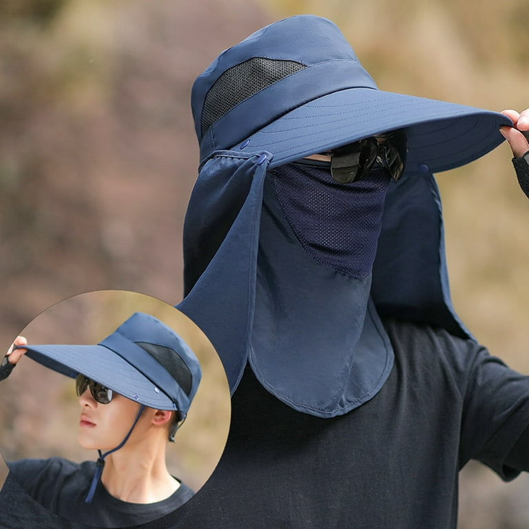 Outdoor Hat Solid Color Neck Protection Hollow Out Super Breathable Anti-UV Men Sun Hat Riding Hat