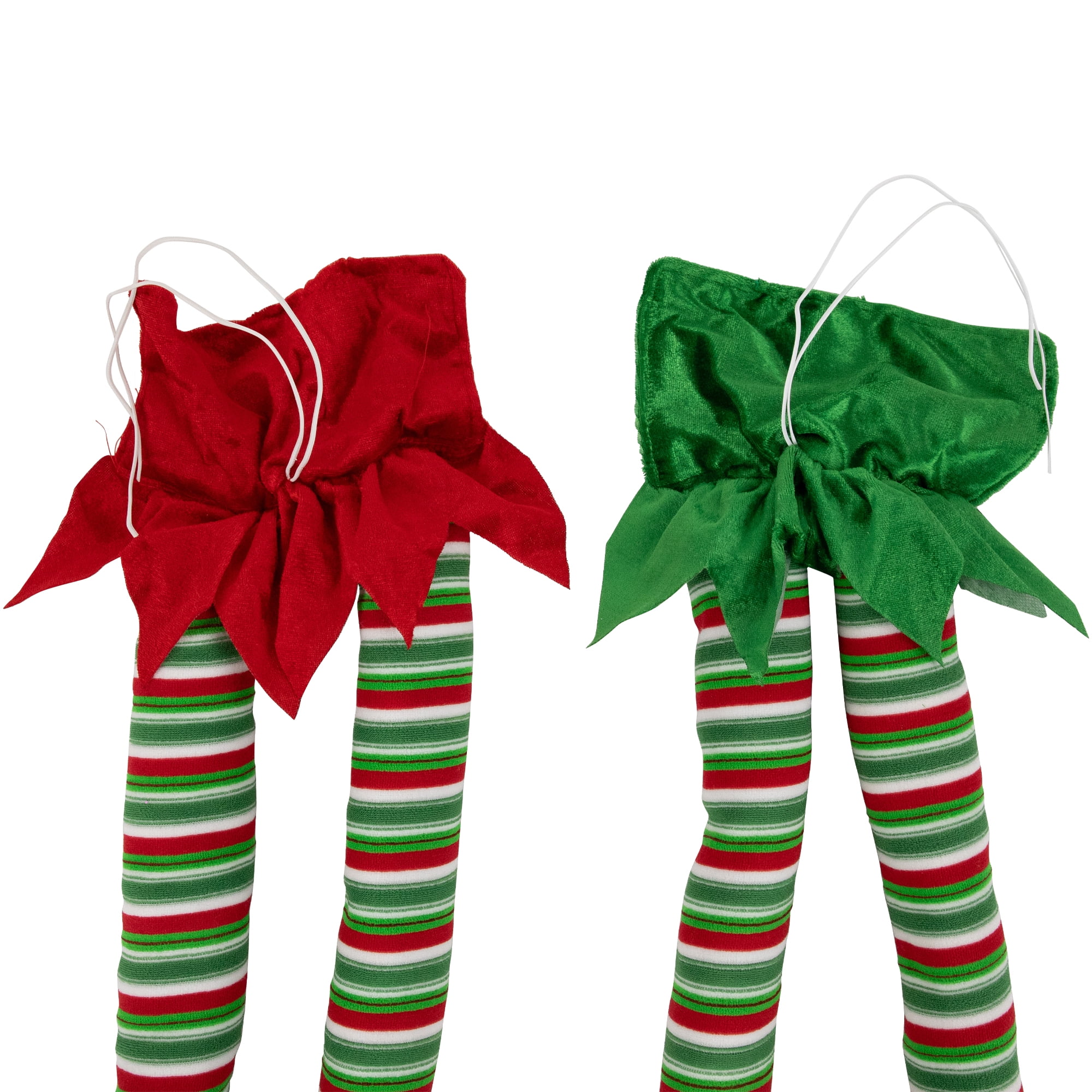 Northlight Striped Plush Elf Legs Christmas Decorations - 19" - Red and Green - Set of 2