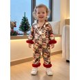thumbnail image 4 of Cjfdfy Newborn Baby Girl Christmas Satin Pajamas Romper Santa Claus Printed Long Sleeve Furry Trim Jumpsuit Infant Cute Christmas Holiday Fall Winter Sleepwear 0-18 Months, 4 of 9