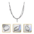 thumbnail image 5 of Collier Croix Perle Superposée pour Femmes Collier Ras du Cou Superposé Pendentif Croix, 5 of 5