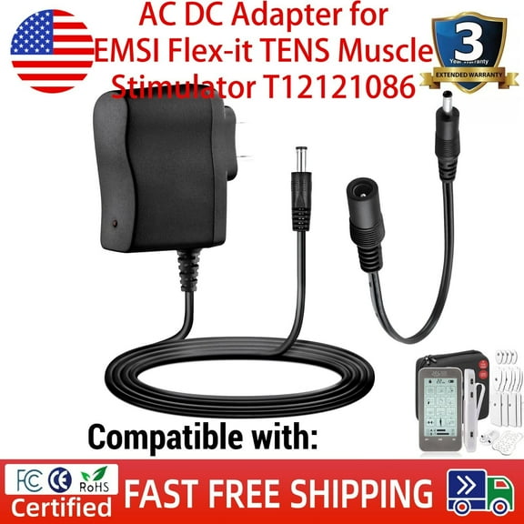 AC DC Adapter for EMSI Flex-it TENS Muscle Stimulator T12121086 Battery Charger