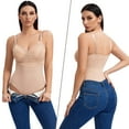 thumbnail image 6 of MANIFIQUE Women's Bra Free Bodysuits Tummy Control Shapewear Thong Body Shaper with Removable Pads, 6 of 7