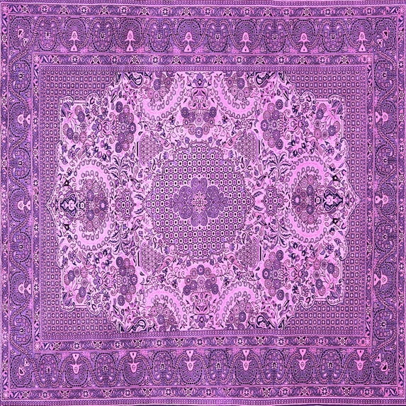 Ahgly Company Indoor Square Medallion Purple Traditional Area Rugs, 8' Square