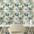 thumbnail image 2 of Ambesonne Vintage Peel & Stick Wallpaper for Home, Flourishing Leaves Floral, 13"x36", Blue Laurel Green and Ivory, 2 of 5