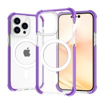 Elehold Magsafe Clear Case for iPhone 14 Pro Msx 6.7 inch with Magnetic Charging Wireless Anti-Scratch Shockproof Clear Four Corner Cushion Durable Anti-Dropping Case, Purple