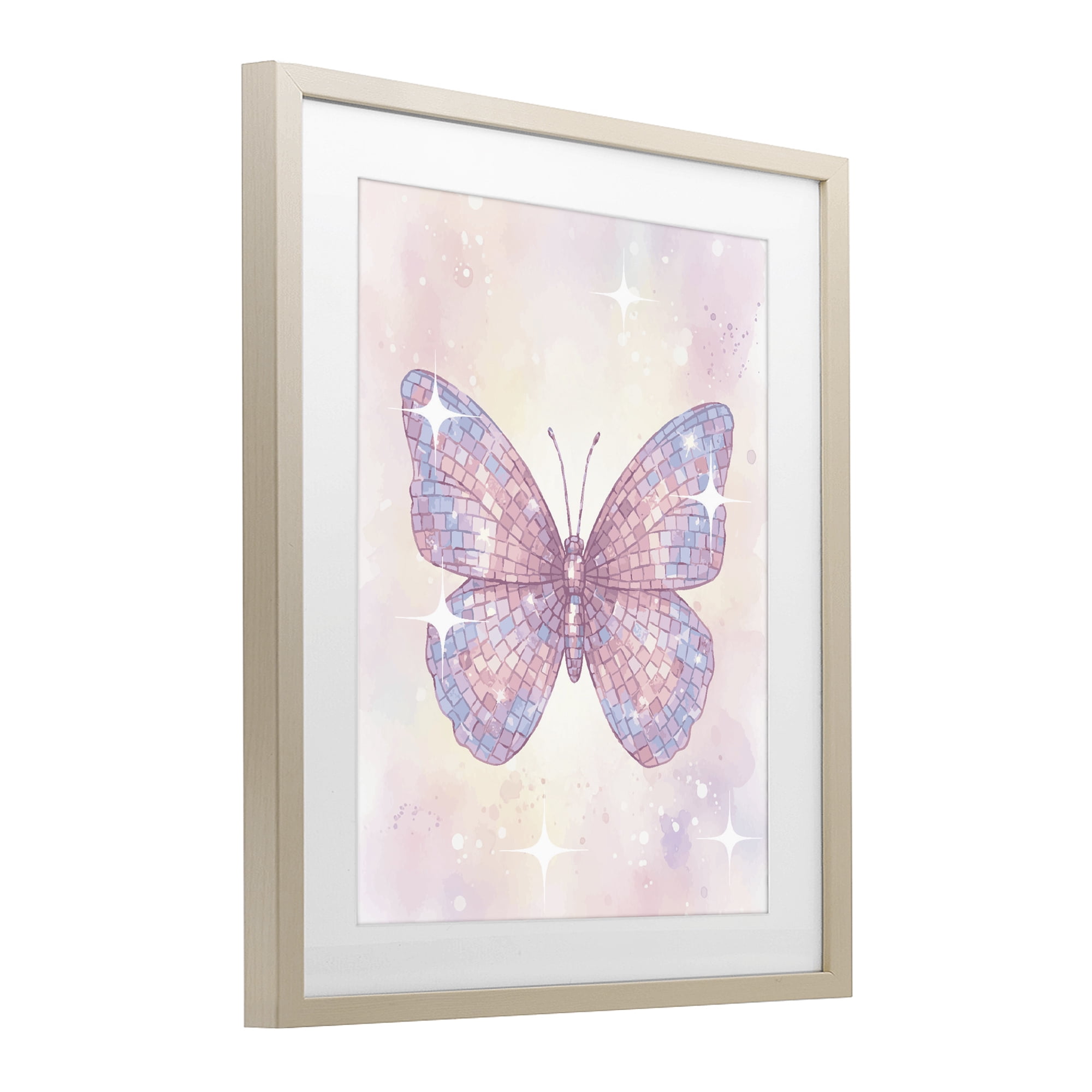 Stupell Industries Delicate Disco Butterfly Birch Framed Print Under Glass, design by Lil' Rue