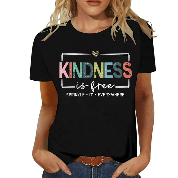 Afdoent Womens T Shirts Fashion Casual Crew Neck Letter Printed Short Sleeve T Shirt Top Tee Shirts For Women Trendy