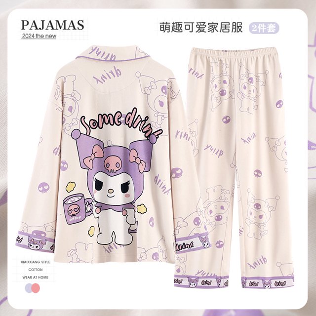 Pijamas para niños Mujer Manga Larga Algodón Puro Niñas Primavera y Otoño Princesa Madre e Hija Conjunto de Ropa para el hogar para bebés Otoño y Verano Niños medianos y Mayores