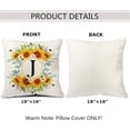 thumbnail image 6 of Monogram Letter J Summer Sunflower Throw Pillow Covers 18x18 Inch, Floral Bee Pillows Covers Decorative Family Last Name Initial Throw Pillowcase Decor for Couch Sofa, 6 of 6