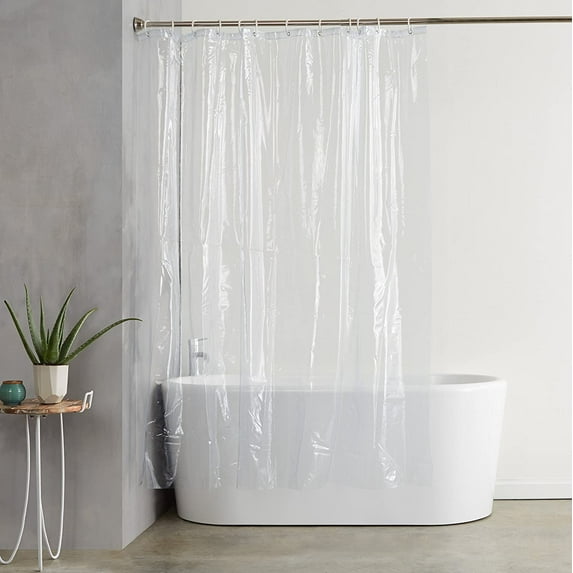 HZKAICUN Water Resistant Vinyl Shower Curtain Liner with Metal Grommets and Plastic Hooks - 72" X 72", Clear