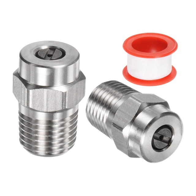 2 piezas de puntas de limpieza de superficie de 15 grados, diámetro de 1.156 mm, macho NPT de 1/4" de acero inoxidable con cinta de sellado