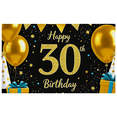 thumbnail image 2 of Glittery Gold 30th Birthday Banner with Balloons Stars Background, Party Decoration for Birthday Party Photography Props Celebrations, 2 of 7