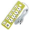 thumbnail image 1 of Multicontacto de 8 Conectores y 2 Usb Salida Enchufe Americano, Extension de 10 Conectores para Uso Doméstico, 1 of 7
