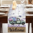 thumbnail image 3 of Table Runners 90 Inches Long Dress Scarves, Purple Flowers Farmhouse Coffee/Dining/Kitchen Table Runner for Living Room, Weeping Spring Floral Truck Butterfly Wooden 13x90 Inch, 3 of 9