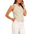 thumbnail image 4 of INSPIRE CHIC Women's Waistcoat Notched Lapel V Neck Double Breasted Sleeveless Suit Vests L Apricot, 4 of 6