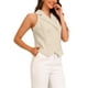 thumbnail image 4 of CHALECO CHIC para Mujeres con Solapa Notch, Cuello en V, Doble Botonadura, Sin Mangas, Tallas S, Color Albaricoque, 4 of 6