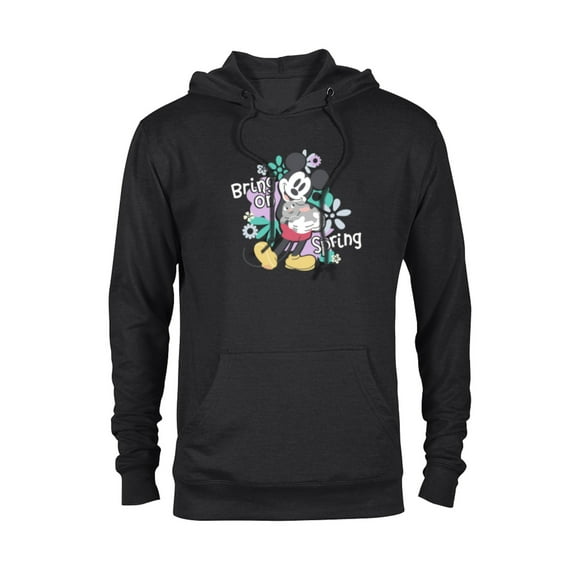 Disney Mickey Mouse with Easter Bunny Rabbit Bring on Spring - Pullover Hoodie for Adults - Customized-Black
