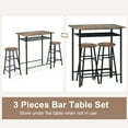 thumbnail image 6 of Gymax 3 Pieces Bar Table Set Counter Height Dining Pub Table w/ 2 Stools Brown, 6 of 10