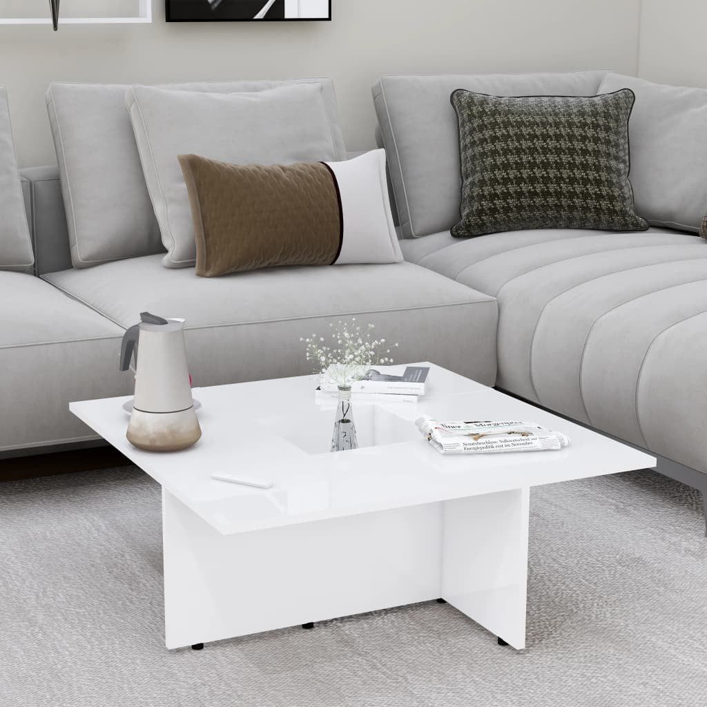 vidaXL Coffee Table Minimalist Sleek White Chipboard Home Side End Couch Table 