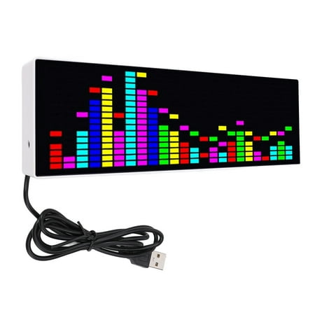 NFTIGB LED Music Spectrum Display 384 RGB Rhythm Light Voice Controlled Audio Spectrum Analyzer USB Powered Colorful Atmosphere Lamp with Electronic Clock Alarm 10.63 inches / 27 cm White