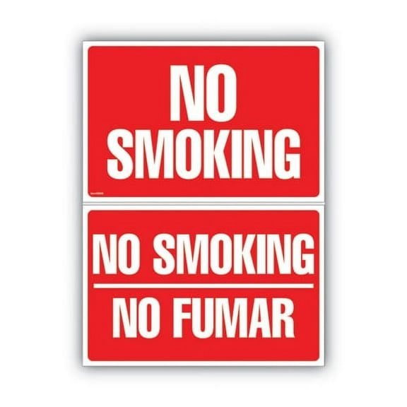Two-Sided Signs, No Smoking/no Fumar, 8 X 12, Red | Bundle of 2 Each