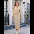 thumbnail image 4 of Conjunto de Suéter para Mujer, Cárdigan de Otoño, Informal, Holgado, para Salir, Traje Informal Caqui L, 4 of 9