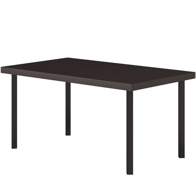CoSoTower Metal Outdoor Side Table, Rectangle Patio Coffee Table with Woodgrain Tabletop for Outside Garden, Brown