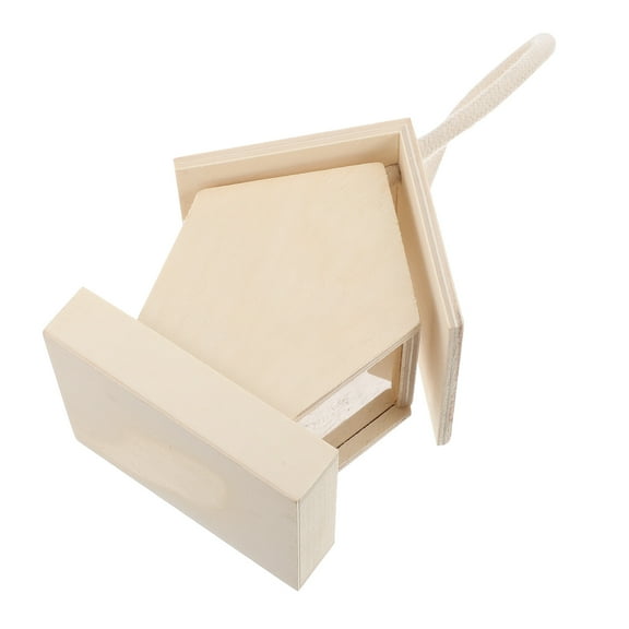 Homoyoyo Wooden Bird Feeder Beige Hanging for Garden Patio Outdoor Use Easy Refill and Clean