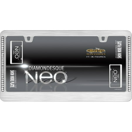 Cruiser Accessories Button Tuck Bling License Plate Frame - Chrome/Black/Clear, Fits Standard 6x12" Plates