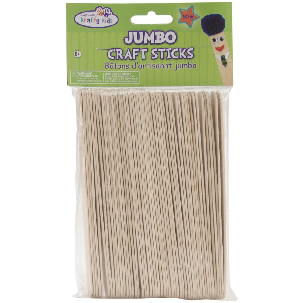 Jumbo Craft SticksNatural 6" 50/Pkg