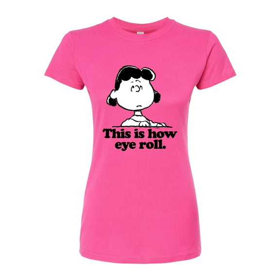 Peanuts - Lucy This Is How Eye Roll - Juniors Fitted Graphic T-Shirt