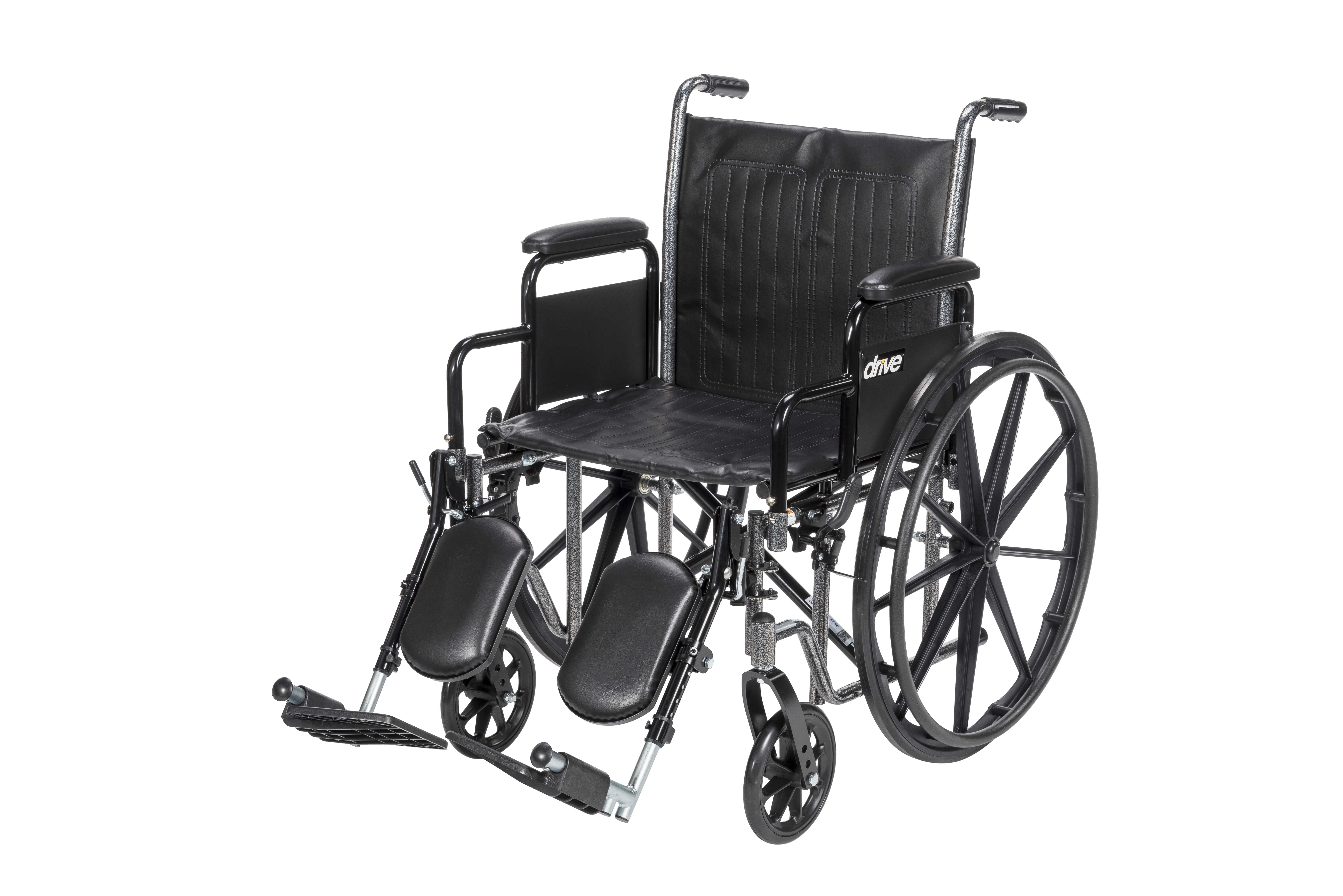 Drive Medical Silver Sport 2 Wheelchair, Detachable Desk Arms, Elevating Leg Rests, 18" Seat