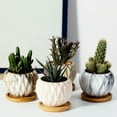 thumbnail image 4 of Pots Plateaux Support de Plante Léger Durable Bambou Décoration de Jardin Rond 6 Pcs Support de Base Intérieur & Extérieur, 4 of 6