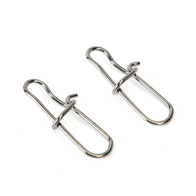 Mairbeon 100Pcs Stainless Steel Snap Hooks Fishing Barrel Swivel Safety  Lure Connector 