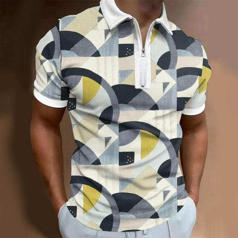 B91xZ Mens Shirts Casual Stylish Mens Summer Digital 3D Printing