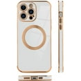 thumbnail image 4 of for iPhone 14 Pro Max Case [Support for Magsafe] Magnetic Plating Electroplate Luxury Elegant Four Corner Protection Case Camera Protector Soft TPU Shockproof Back Cover Case -White, 4 of 11
