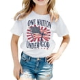 thumbnail image 4 of FAOWME Children Kids Girls T Shirt Short Sleeve Round Neck American Flag Print Comfortable Breathable Top For Holiday Festival Celebration,White,3-4 Years, 4 of 4