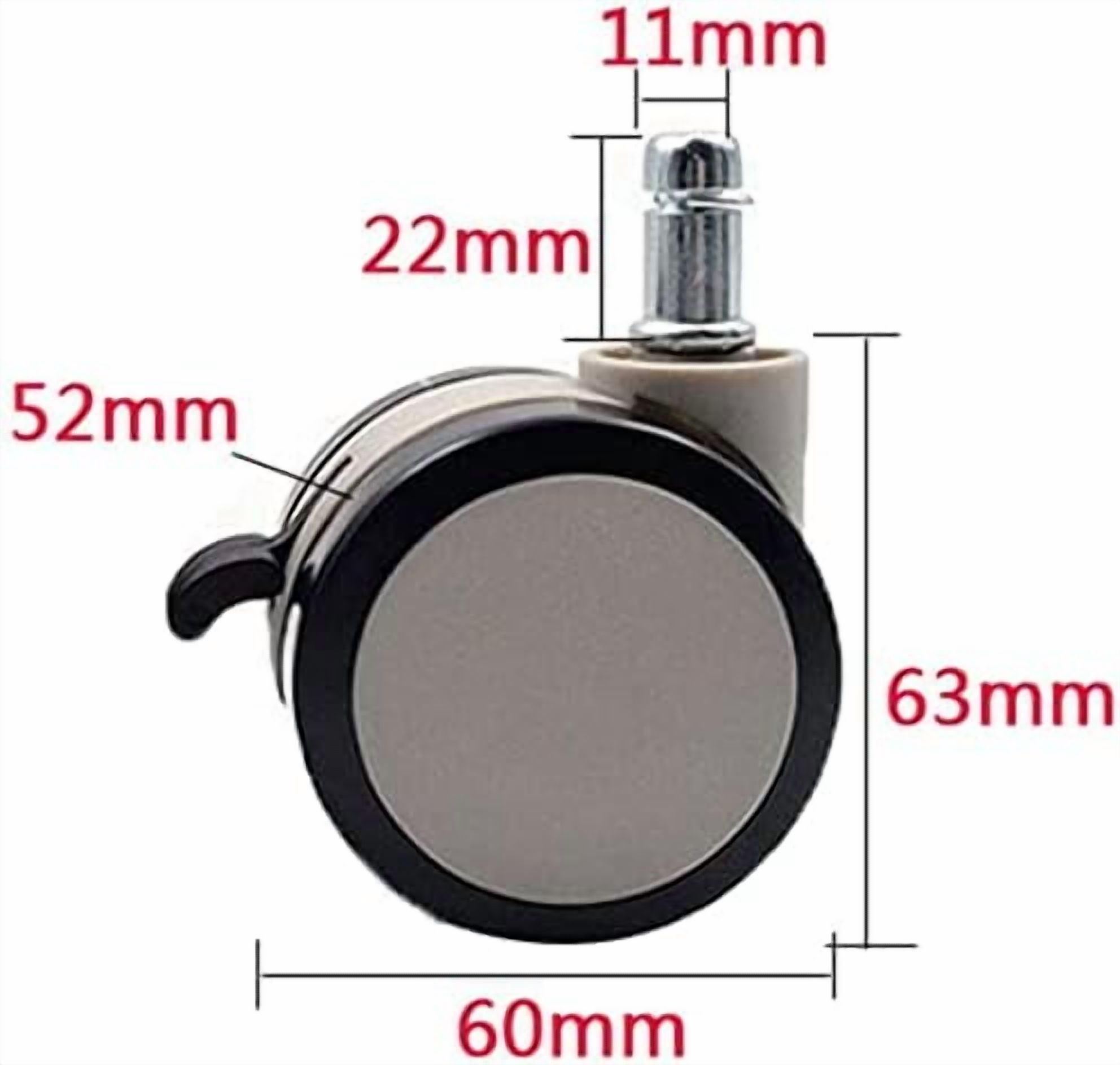 Gamvdout 60mm Office Chair Casters Stem Castors M11 22mm Chair Replacement Caster Wheels for Furniture 600lb Pack of 5 I