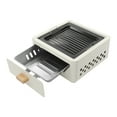 thumbnail image 6 of White Portable Charcoal Grill, 12'' Foldable Charcoal Grill with Pull-Out Ash Tray & Ventilation, Compact Tabletop Barbecue Stove with Grate & Tray for Camping, Picnic, Backyard, 6 of 15