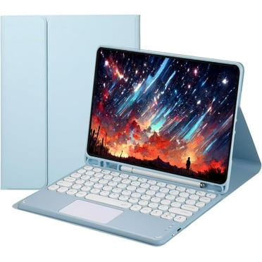 Étui Clavier Tactile pour iPad 9.7 2018/2017 / iPad Air 2 / iPad Air avec Porte-Crayon - Clavier Bluetooth Détachable Magnétiquement