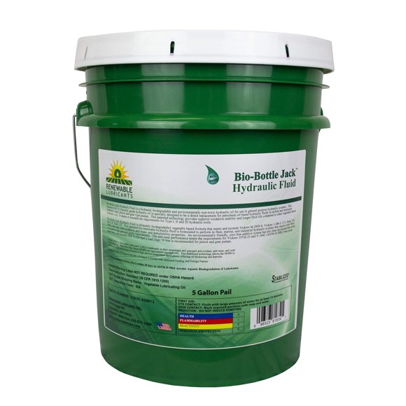 Renewable Lubricants Bio-Bottle Jack ISO 32 Hydraulic Lubricants, 5 Gallon Pail