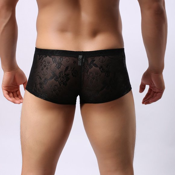 ameIAEA Boxeurs pour Hommes Respirants en Dentelle sous-Vêtements Sans Coutures sous-Vêtements Extensibles avec Pochette de Maintien