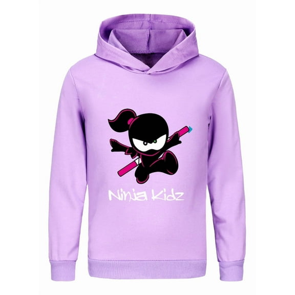 Boys Girls Ninja Kidz Hoodie – Kids Long Sleeve Sweatshirt with Colorful Print, Casual Cosplay Top