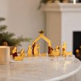 thumbnail image 5 of Lilixerw Gold Nativity Scene Figurine, Acrylic Mirror Tabletop Manger Decor with Angel Shepherds on Clear Base for Christmas Home Decorations, 5 of 7