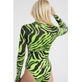 thumbnail image 6 of BODYFAB Women's Zebra Print Turtle Neck Long Sleeve Printed Leotard Bodysuit, 6 of 14