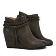 thumbnail image 2 of Dellytop Womens Wedge Ankle Boots Braided Fringe Strap Heeled Fall Booties Dress Shoes, 2 of 3