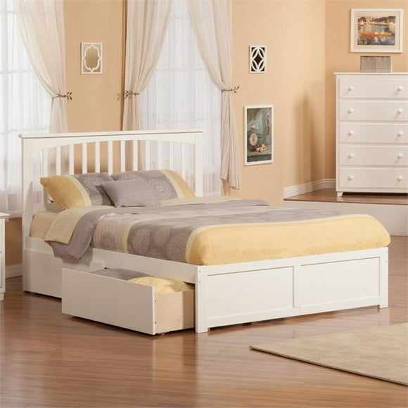 AFI Mission King Solid Wood Bed with Storage Drawers in White