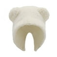 thumbnail image 4 of Tittly Winter Hats Beanie Hat Female Cute Bear Ears Warm Knitted Ear Cap Sweet Show Young Everything Winter Woolen Hat Skull Caps Hats for Women White One Size, 4 of 5