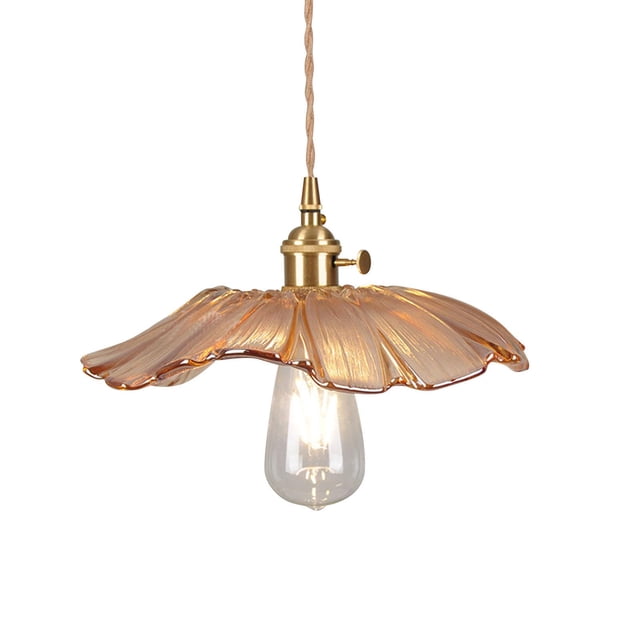 lionlar Flower Pendant Light Flower Glass Hanging Lamp for Bedside Coffee Restaurant Amber