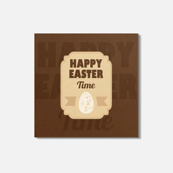 Vintage Happy Easter Time Egg 4'' X 4'' Square Wooden Coaster